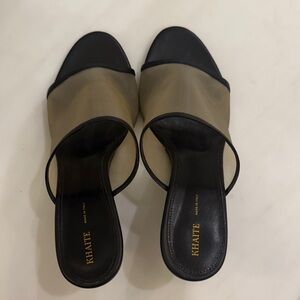 KHAITE Two-Tone Black and Beige Mules